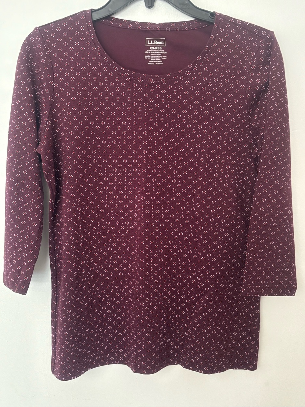 L.L.Bean Women’s Supima Cotton Printed Top – Size XS Regular